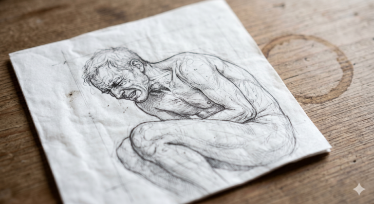 Home Human being sketch covered in pain